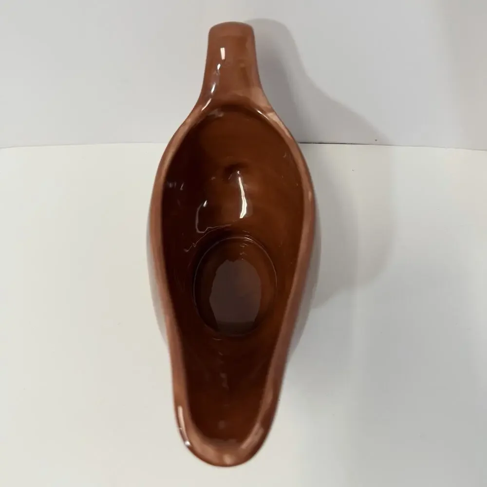 Pottery Barn SAUSALITO Footed Gravy Boat Dish Bowl Spice Terracotta Brown Rust